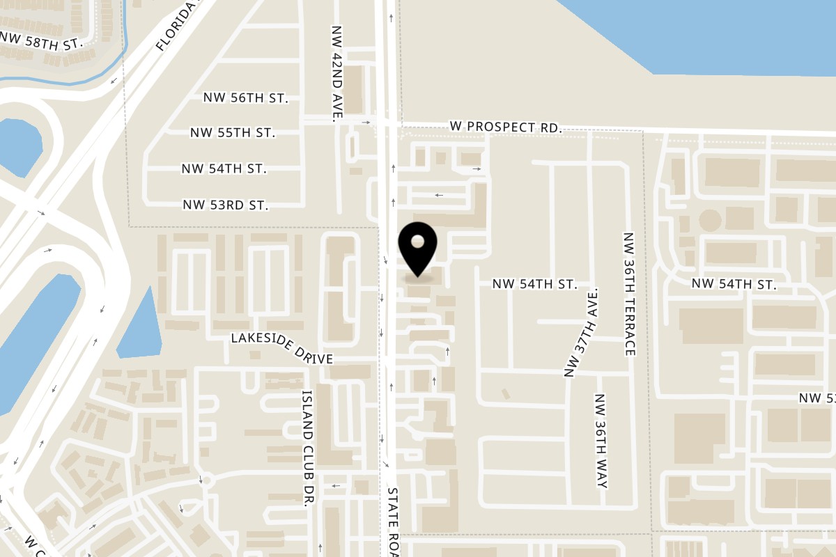 Map showing the location of GG's of New York on 5440 N State Rd 7 in Fort Lauderdale